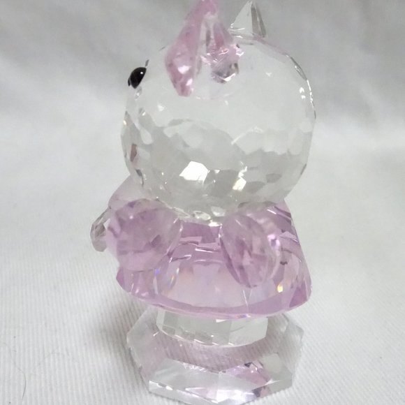 Winged HELLO KITTY Fairy Faceted Crystal Glass Art Figurine Pink Dress Cute Eyes - Picture 4 of 10